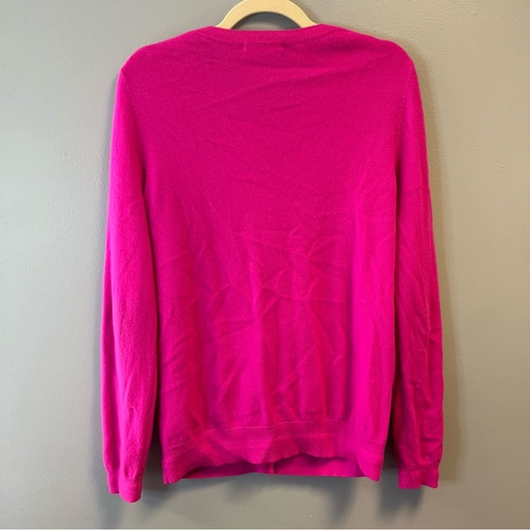 Boden Sweater Eva Cashmere Crew Cardigan in Sangria Sunset (Hot Pink) Sz L EUC - Picture 11 of 13